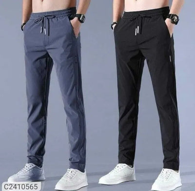 Buy1 Get 1 MEN'S HIGH STRETCH SKINNY LYCRA PANTS(Black & Gray)
